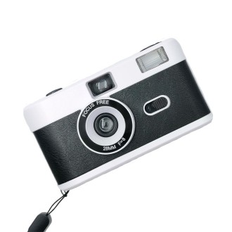 R2-FILM Retro Manual Reusable Film Camera for Children without Film(White+Black)