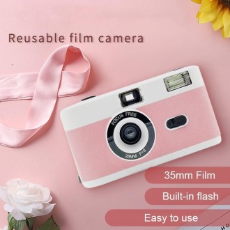 R2-FILM Retro Manual Reusable Film Camera for Children without Film(White+Black)