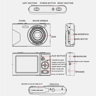 C8 4K  2.7-inch LCD Screen HD Digital Camera Retro Camera,Version: 30W Standard Version  White