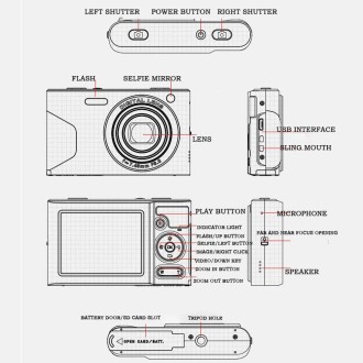 C8 4K  2.7-inch LCD Screen HD Digital Camera Retro Camera,Version: 48W Upgraded Version White