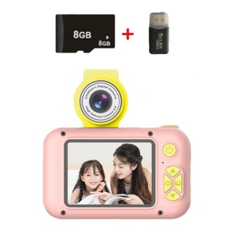 X101 Mini HD Lens Reversible Child Camera, Color: Pink+8G+Card Reader