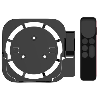 JV06T Set Top Box Bracket + Remote Control Protective Case Set for Apple TV(Black + Black)