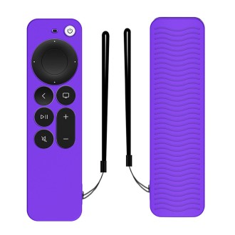 Silicone Protective Case Cover For Apple TV 4K 4th Siri Remote Controller(Purple)