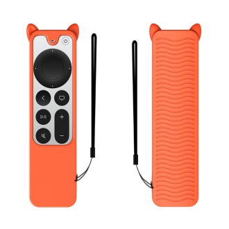 Cat Ears Shape Silicone Protective Case Cover For Apple TV 4K 4th Siri Remote Controller(Orange)