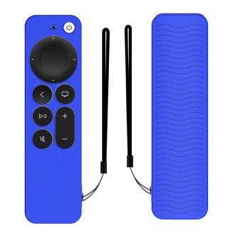 Silicone Protective Case Cover For Apple TV 4K 4th Siri Remote Controller(Blue)