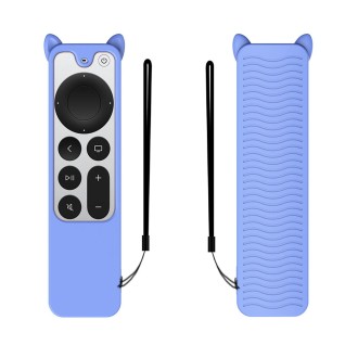 Cat Ears Shape Silicone Protective Case Cover For Apple TV 4K 4th Siri Remote Controller(Luminous Blue)