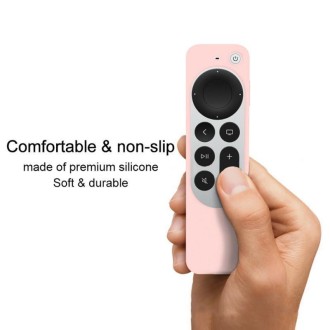 Silicone Protective Case Cover with Rope For Apple TV 4K 4th Siri Remote Controller(Red)