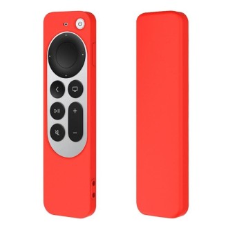 Silicone Protective Case Cover with Rope For Apple TV 4K 4th Siri Remote Controller(Red)