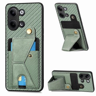 For OPPO Reno9 Carbon Fiber Wallet Flip Card Holder Phone Case(Green)