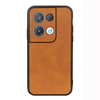 For OPPO Reno8 Pro+ Accurate Hole Two-color Calf Texture PU Phone Case(Brown)