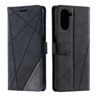 For Realme 10 Pro 5G Skin Feel Splicing Horizontal Flip Leather Phone Case(Black)