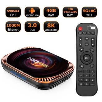 MECOOL HK1RBOX X4 4K TV Box, Android 11 Amlogic S905X4 CPU with RC 4GB+32GB(US Plug)