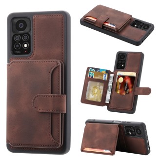 For Xiaomi Redmi Note 11 Pro 4G / 5G Global Skin Feel Dream RFID Anti-theft PU Card Bag Phone Case(Coffee)