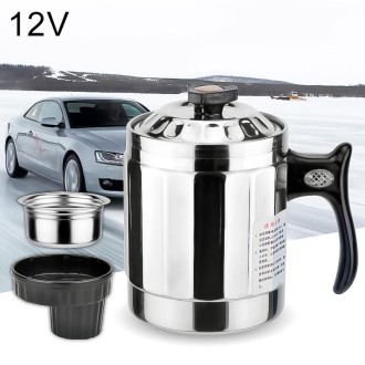 DC 12V Stainless Steel Car Electric Kettle Heated Mug Heating Cup with Charger Cigarette Lighter for Car, Capacity: 1000ML