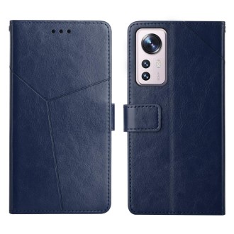 For Xiaomi 12 Y Stitching Horizontal Flip Leather Phone Case(Blue)