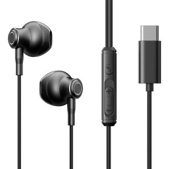 JOYRO0M JR-EC07 Type-C Metal Half In-Ear Wired Earphone, Length: 1.2m(Black)