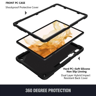 For Samsung Galaxy Tab S8+ / S7+ Butterfly Kickstand Heavy Duty Hard Rugged Tablet Case(Black)