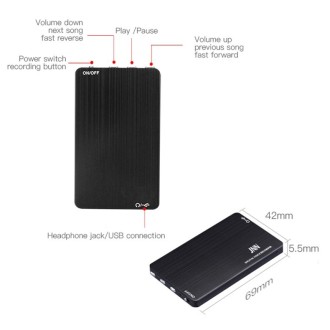 JNN M2 Ultra-thin HD Noise Reduction Intelligent Control Voice Voice Recorder, Capacity:64GB(Black)