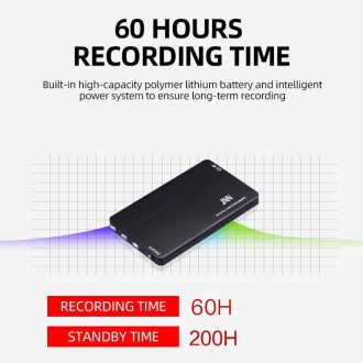 JNN M2 Ultra-thin HD Noise Reduction Intelligent Control Voice Voice Recorder, Capacity:64GB(Black)