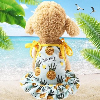 Pet Fruit Print T-Shirt Puppy Dog Cat Cute Fruit Skirt, Size:XXL(Skirt-Pineapple)