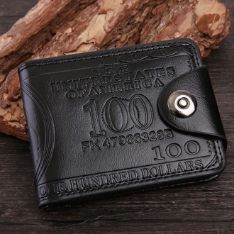 Retro Dollar Pattern Magnetic Buckle Multi-card Slot Wallet(Black)