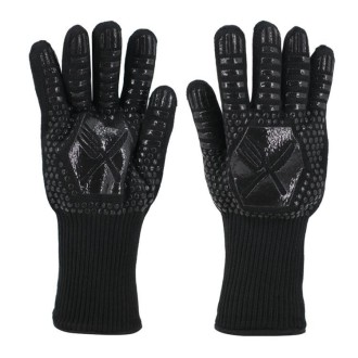 1 Pair High Temperature Resistant Silicone BBQ Gloves  Anti-Scalding Gloves(Scalpel Black)