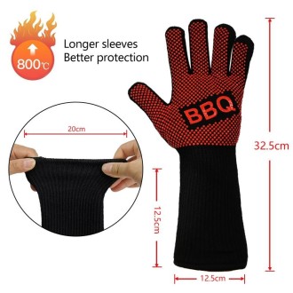 1 Pair High Temperature Resistant Silicone BBQ Gloves  Anti-Scalding Gloves(Scalpel Black)