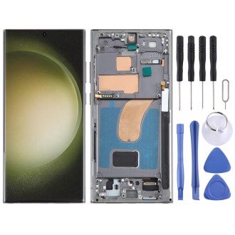 For Samsung Galaxy S23 Ultra SM-S918B EU Edition Original LCD Screen Digitizer Full Assembly with Frame (Green)