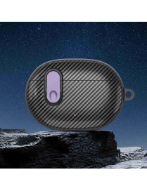 For Beats Studio Buds Switch Carbon Fiber Wireless Earphones Protective Case(Black Purple)