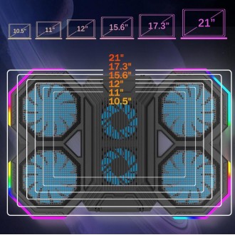 F12 6 Fans USB Semiconductor Computer Radiator Notebook Stand with Phone Holder, Colour: Blue Light