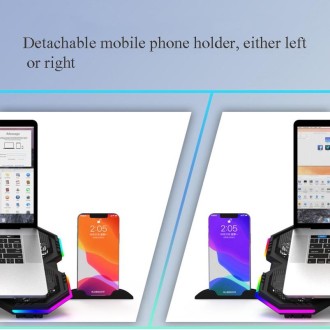 F12 6 Fans USB Semiconductor Computer Radiator Notebook Stand with Phone Holder, Colour: Blue Light