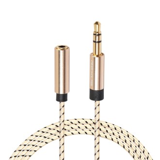 REXLIS 3596 3.5mm Male to Female Stereo Gold-plated Plug AUX / Earphone Cotton Braided Extension Cable for 3.5mm AUX Standard Di