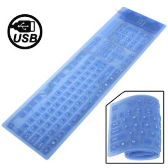 109 Keys USB 2.0 Full Sized Waterproof Flexible Silicone Keyboard (Blue)