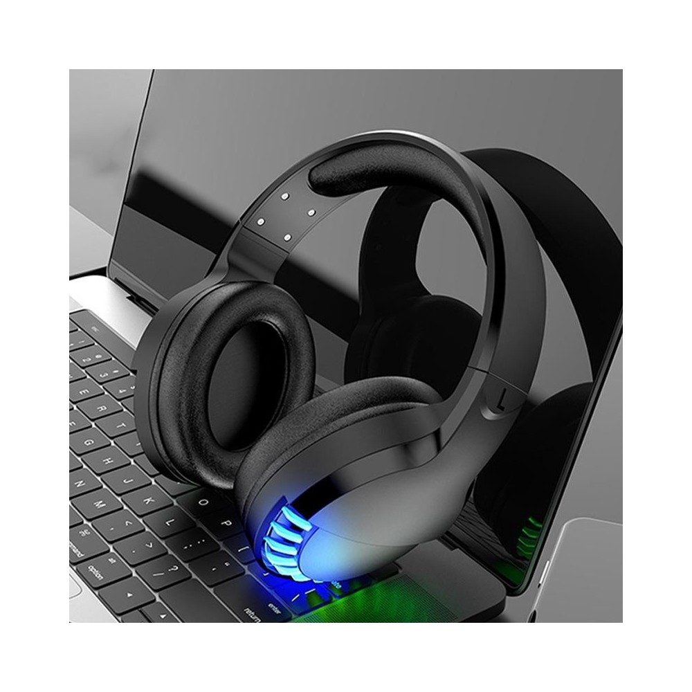 SH33 Bluetooth Wired Dual-mode RGB Headset Mobile Phone Heavy Bass Noise Reduction Gaming Headset(Black)