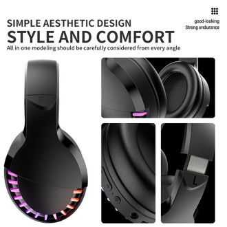 SH33 Bluetooth Wired Dual-mode RGB Headset Mobile Phone Heavy Bass Noise Reduction Gaming Headset(Black)