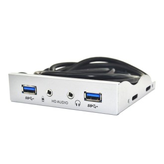 3.5-Inch  2 USB 3.0+HD AUDIO Port Desktop PC Floppy Drive Front Panel(Silver White)