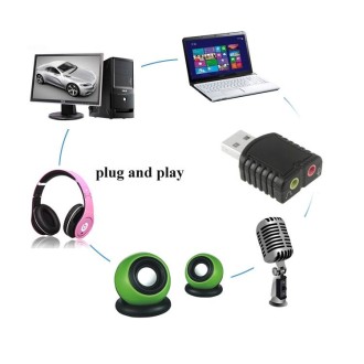 USB 2.0 Stereo Sound Adapter, External Power Not Required(Black)