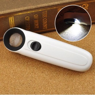 40X Handheld Exclamation Mark Style Magnifier with 2-LED Light