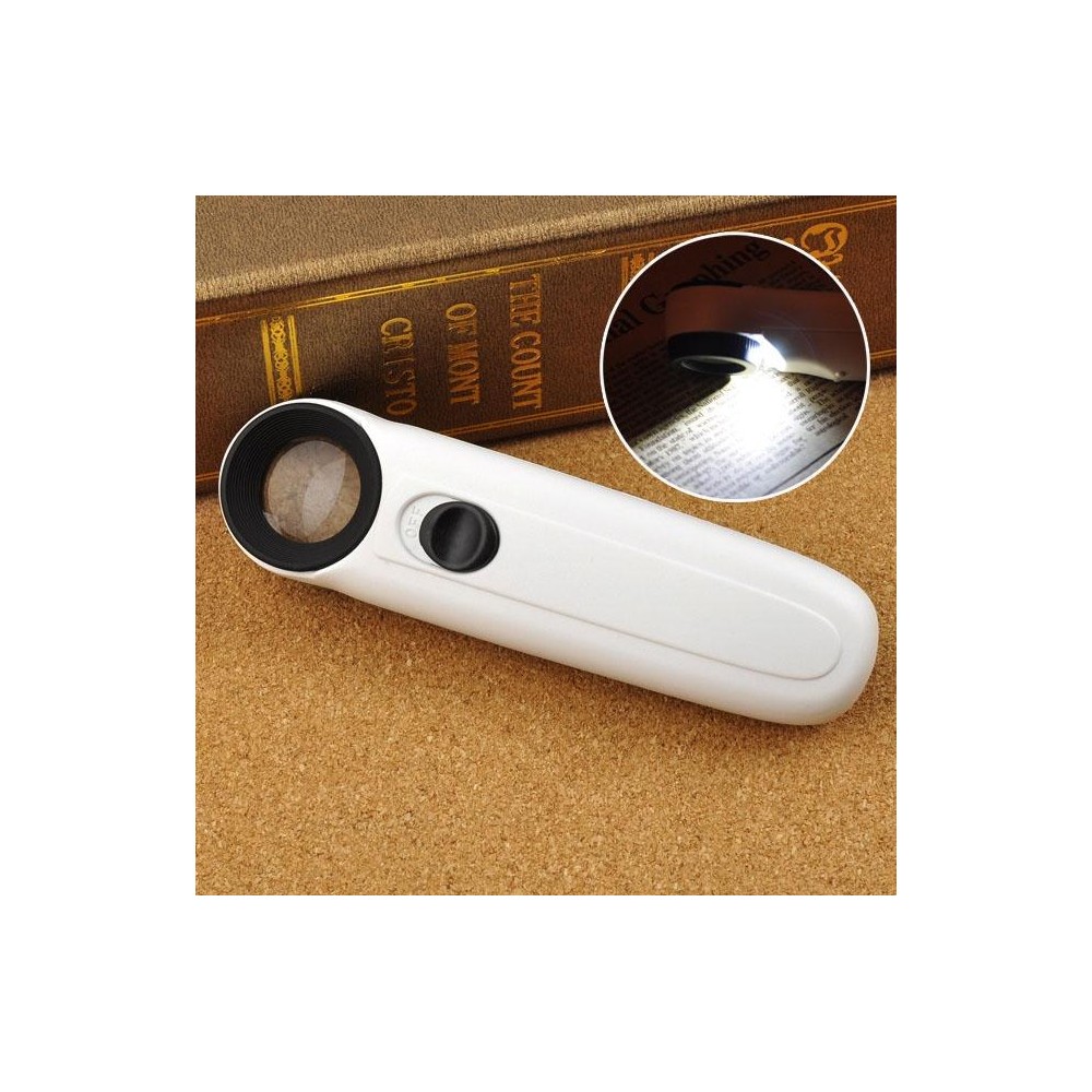 40X Handheld Exclamation Mark Style Magnifier with 2-LED Light