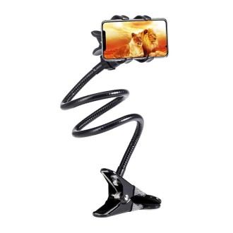 Double-clamp Camera Phone Holder Extended Metal Bending Bracket(Black)