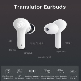 M6 Multi-country Mutual Translation Smart Bluetooth Translation Earphone Supports 127 Languages(White)