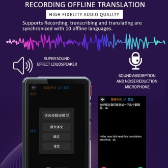 P40 Multi-country Smart Translator Simultaneous Interpretation Photo Offline Translation Recording to Translation(Black)