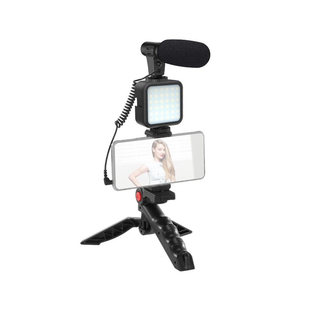 KIT-01LM 3 in 1 Video Shooting LED Light Portable Tripod Live Microphone, Specification:Battery Models