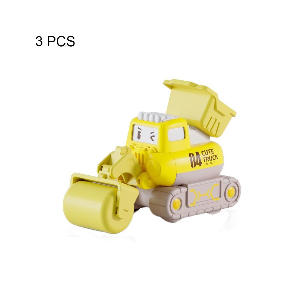 3 PCS 7799 Pressing Inertia Forward Cartoon Children Toy Car(Yellow)