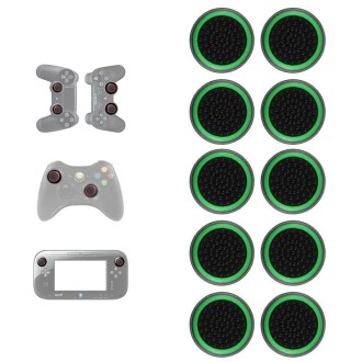 10 PCS Gamepad Silicone Luminous Button Cap Rocker Cap For PS5/PS4/PS3/ONE/360/PRO/series X/S(Black Green Circle)