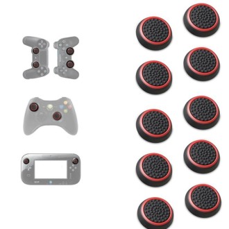 10 PCS Gamepad Silicone Luminous Button Cap Rocker Cap For PS5/PS4/PS3/ONE/360/PRO/series X/S(Black Red Circle)