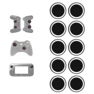 10 PCS Gamepad Silicone Luminous Button Cap Rocker Cap For PS5/PS4/PS3/ONE/360/PRO/series X/S(Black White Circle)