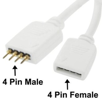 4 Pin Male to 4 Pin Female Extension Cable Connector for RGB LED Strip, Length: 18cm