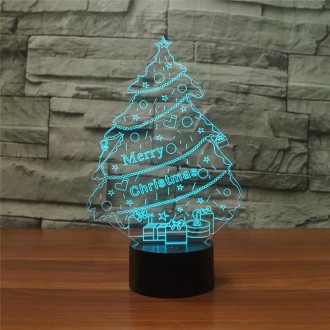 Christmas Tree Shape 3D Colorful LED Vision Light Table Lamp, USB Touch Version