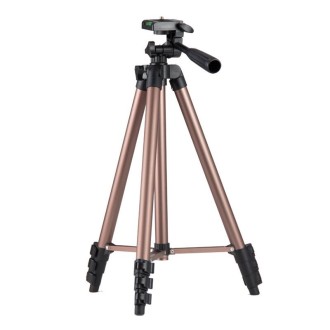 130cm 4-Section Folding Aluminum Alloy Tripod Mount with Three-Dimensional Head(Champagne Gold)